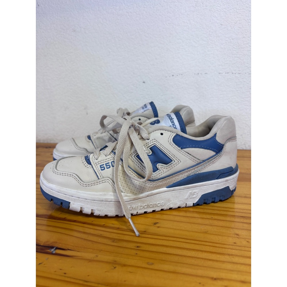 New Balance 550 Sneakers Women Size 7 White Blue BBW550AI Retro Basketball Shoes